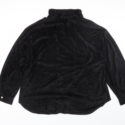 essence Womens Black  Polyester Basic Button-Up Size 26 Collared