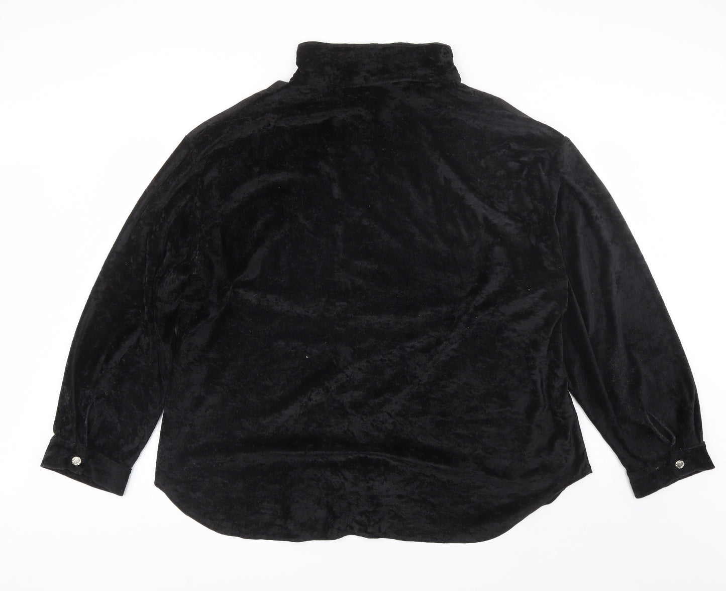 essence Womens Black  Polyester Basic Button-Up Size 26 Collared