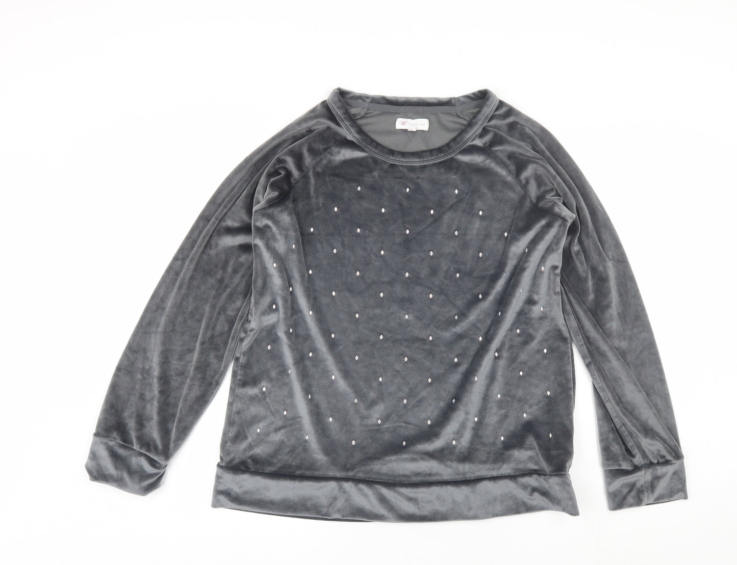 Wysteria Lane Womens Grey Round Neck  Polyester Pullover Jumper Size L