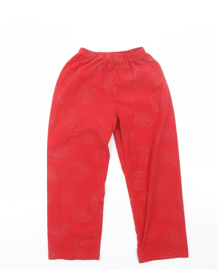 Disney Girls Red Polyester Pyjama Pants Size 8 Years - Minnie Mouse