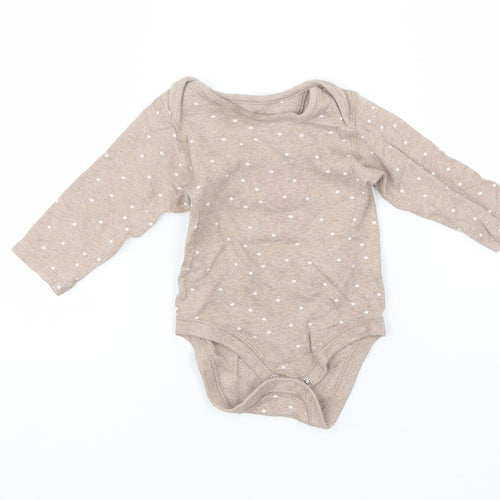 Marks and Spencer Baby Brown Polka Dot Cotton Babygrow One-Piece Size 6-9 Months