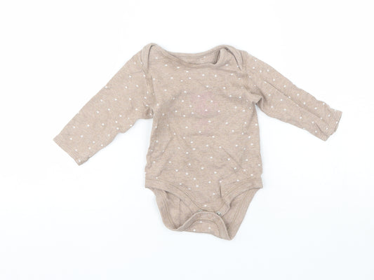 Marks and Spencer Baby Brown Polka Dot Cotton Babygrow One-Piece Size 6-9 Months