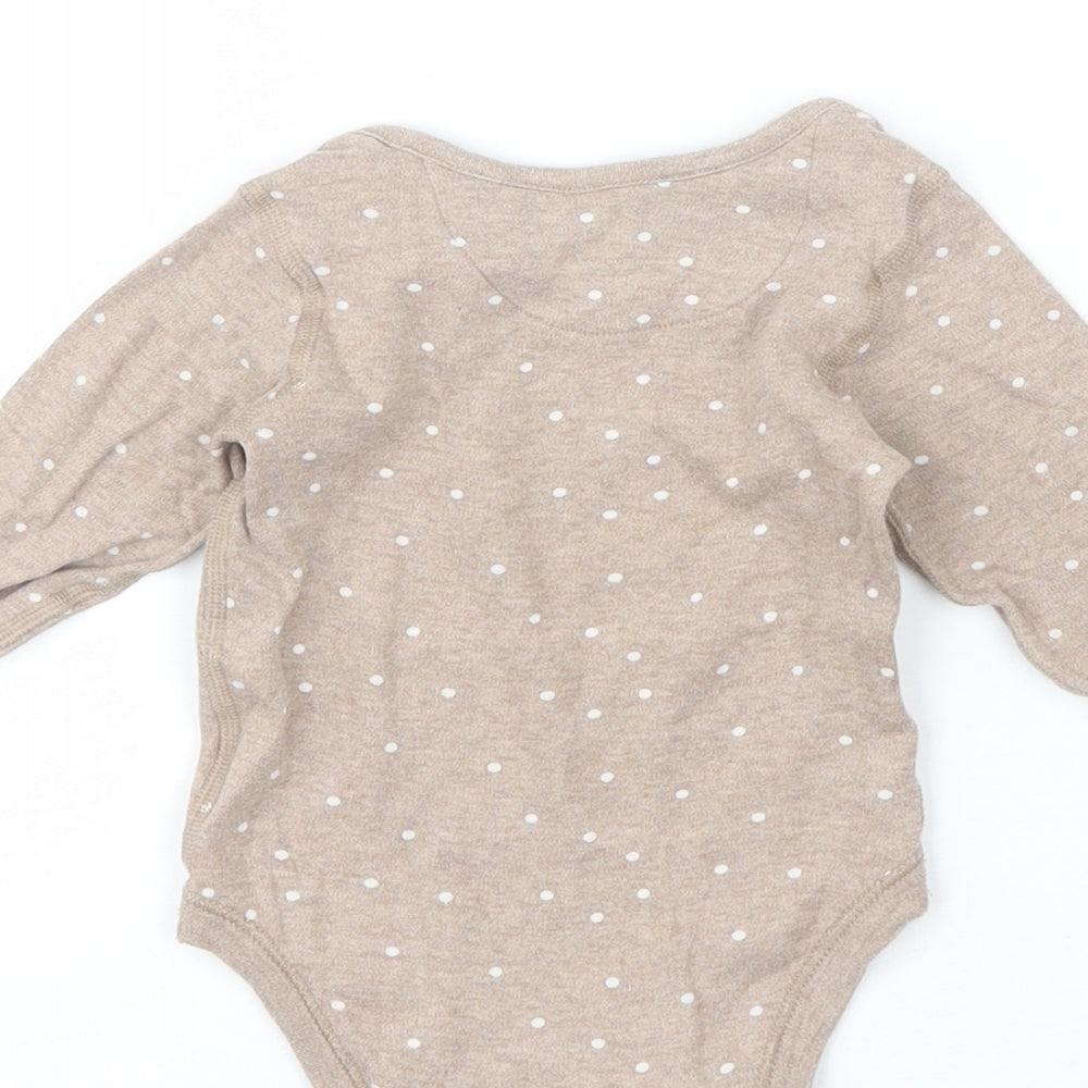 Marks and Spencer Baby Brown Polka Dot Cotton Babygrow One-Piece Size 6-9 Months