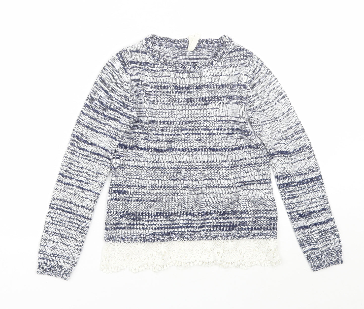 YD Girls Blue Round Neck  Acrylic Pullover Jumper Size 8-9 Years