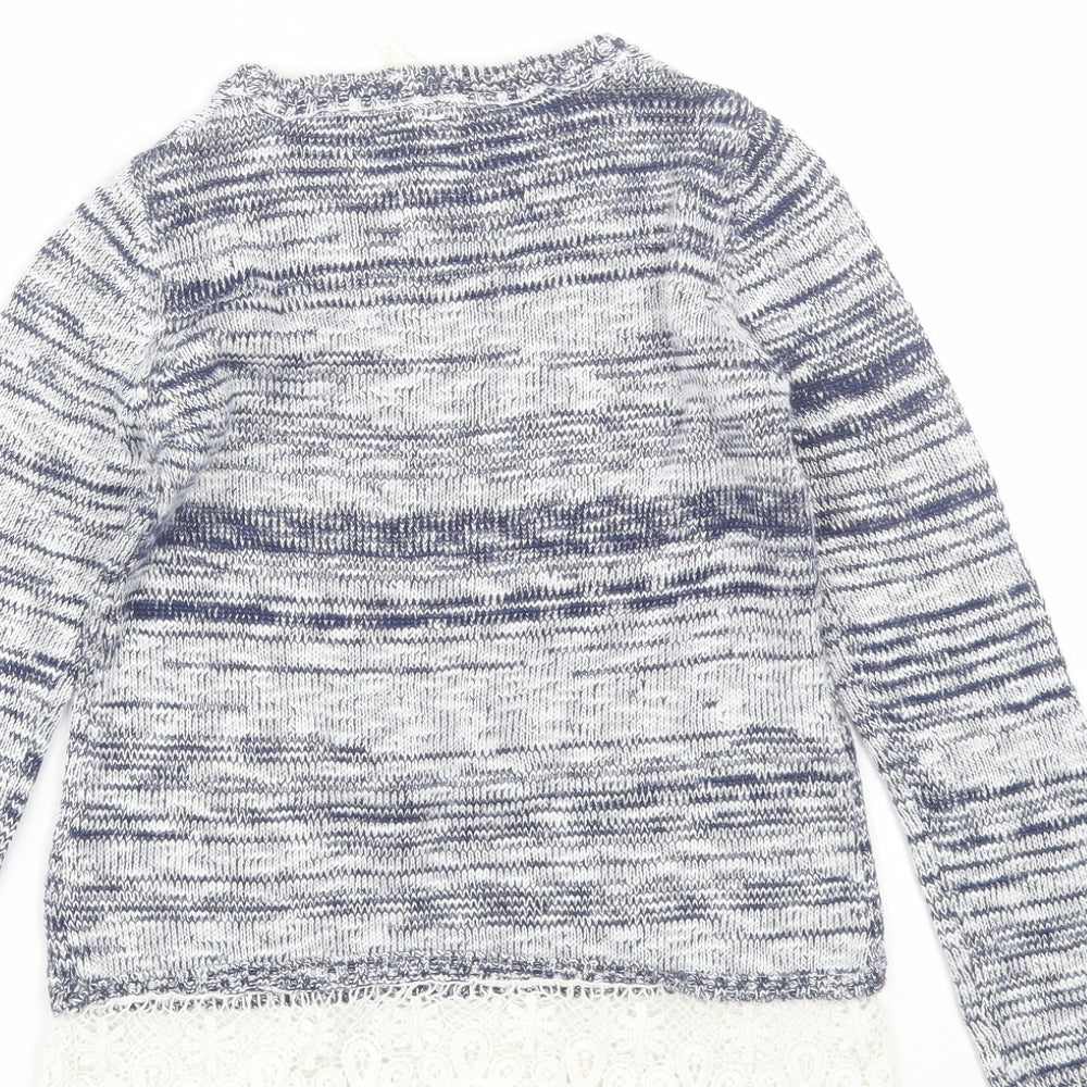 YD Girls Blue Round Neck  Acrylic Pullover Jumper Size 8-9 Years