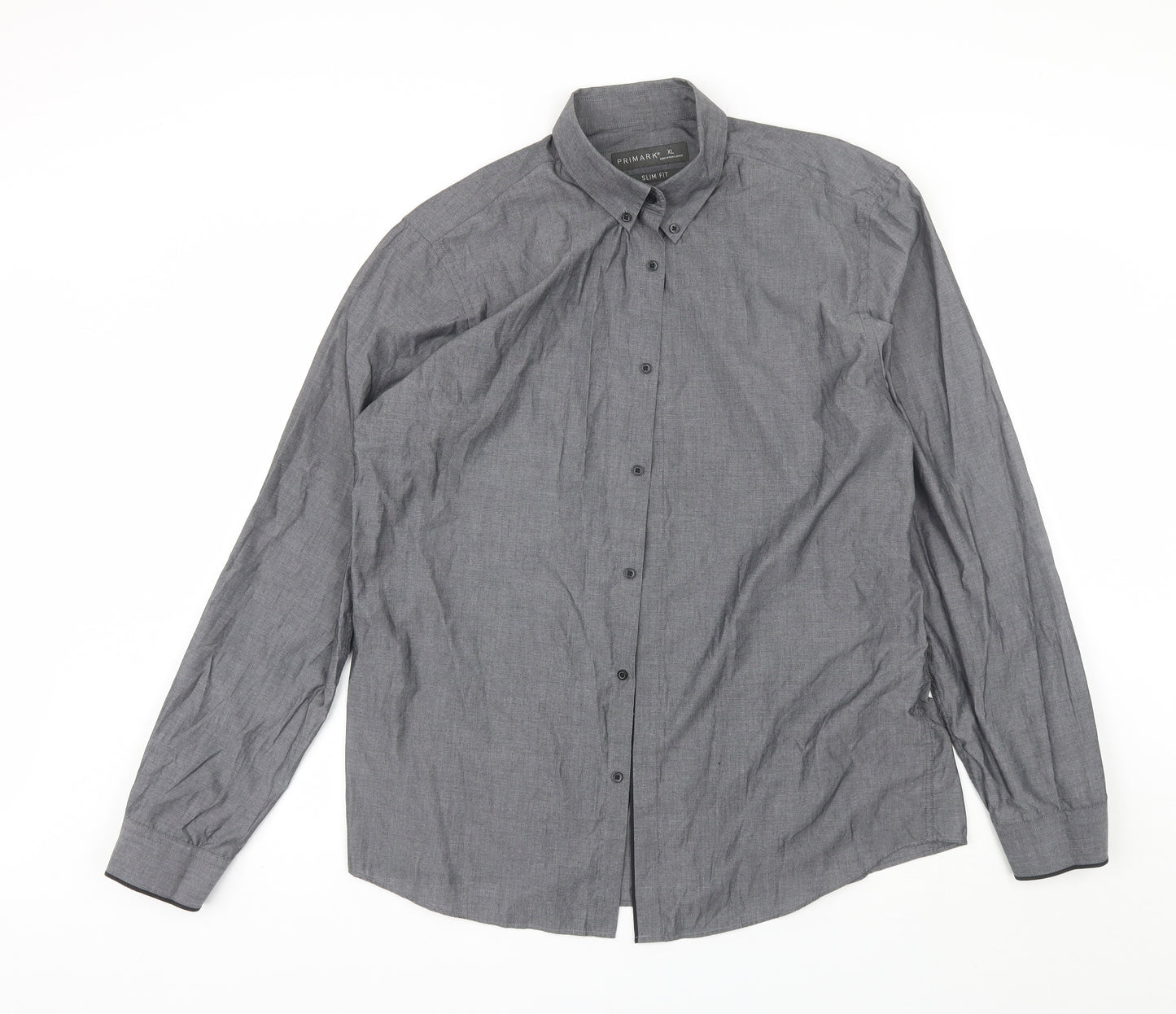 Primark Mens Grey  Polyester  Dress Shirt Size XL Collared