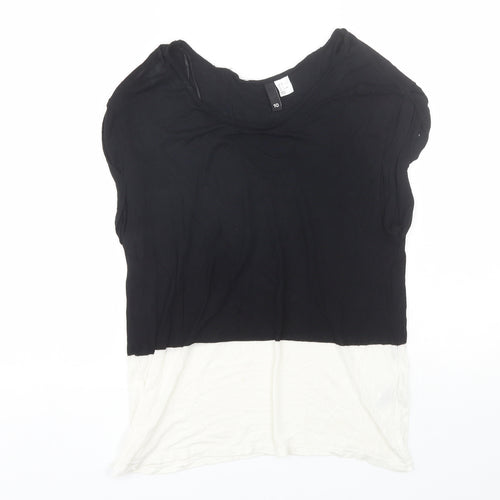 Divided Womens Black  Viscose Basic T-Shirt Size 10 Round Neck