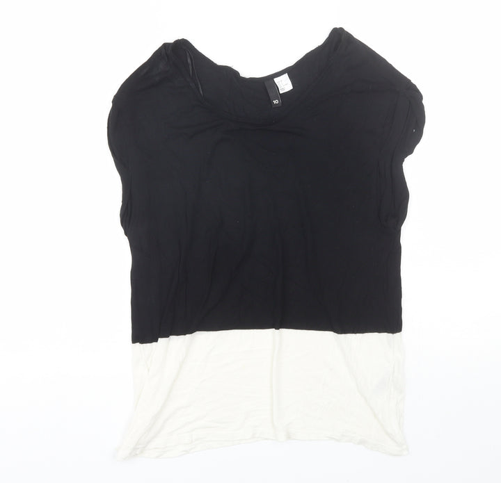 Divided Womens Black Viscose Basic T-Shirt Size 10 Round Neck