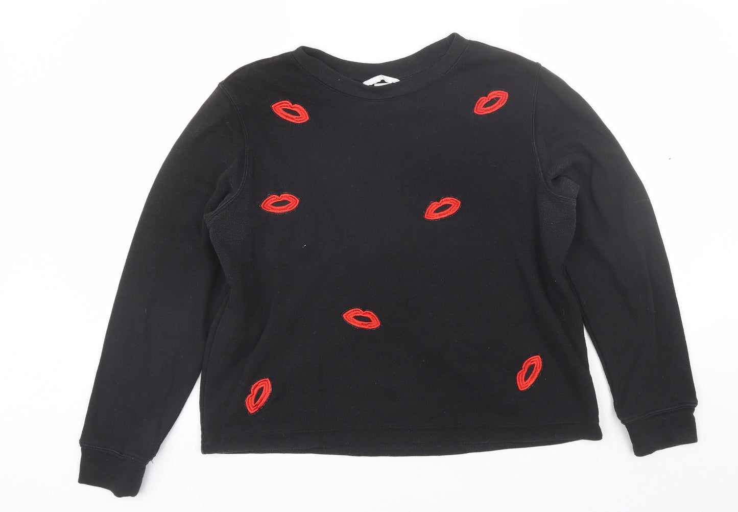 H&M Womens Black Round Neck  Cotton Pullover Jumper Size M