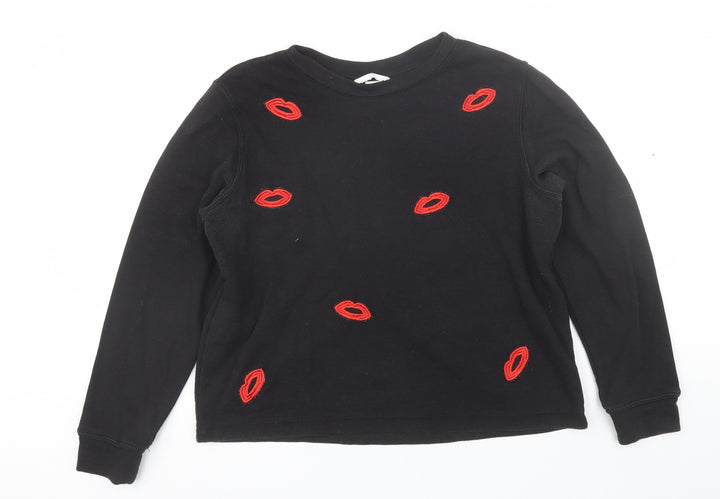 H&M Womens Black Round Neck  Cotton Pullover Jumper Size M