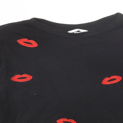 H&M Womens Black Round Neck  Cotton Pullover Jumper Size M