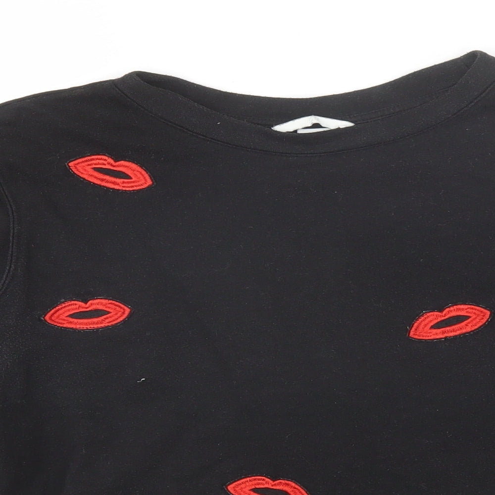 H&M Womens Black Round Neck  Cotton Pullover Jumper Size M