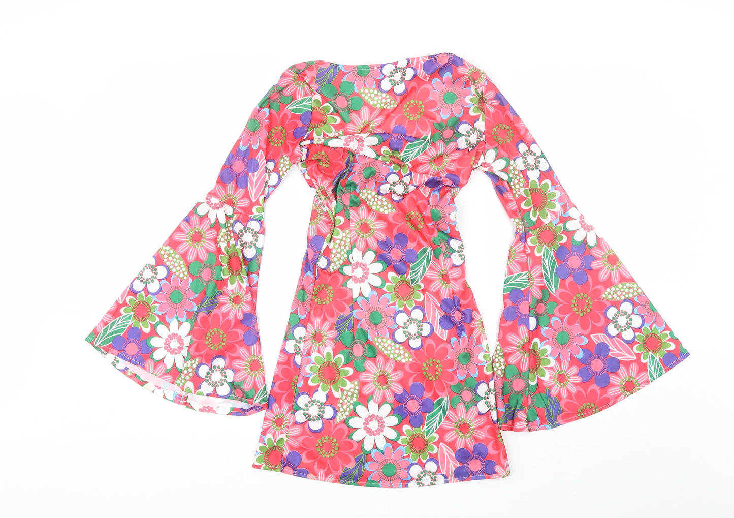 Wicked Costumes Womens Pink Floral Polyester Mini  Size XS  Scoop Neck