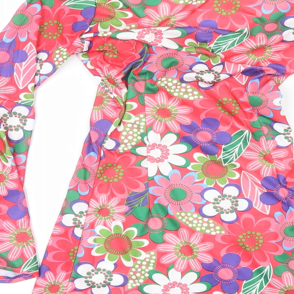 Wicked Costumes Womens Pink Floral Polyester Mini  Size XS  Scoop Neck