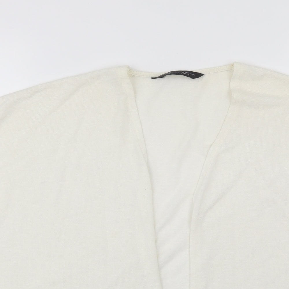 Dorothy Perkins Womens White V-Neck  Polyester Cardigan Jumper Size M