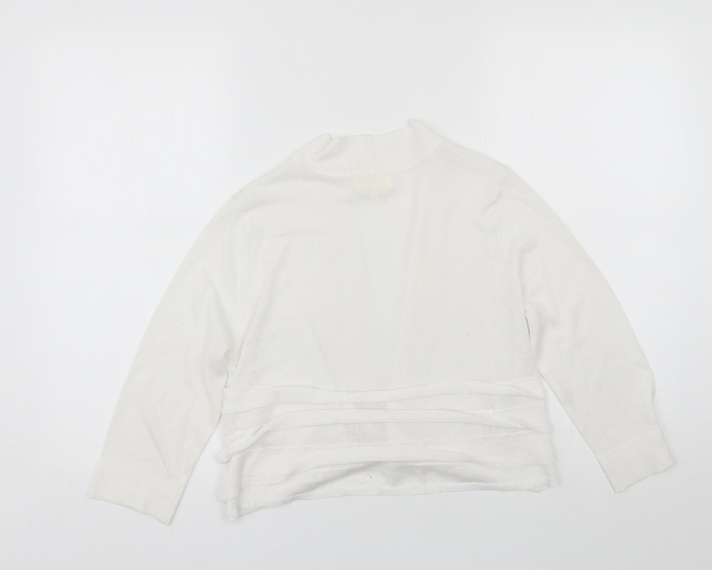 Linea Womens White V-Neck  Viscose Shrug Jumper Size L