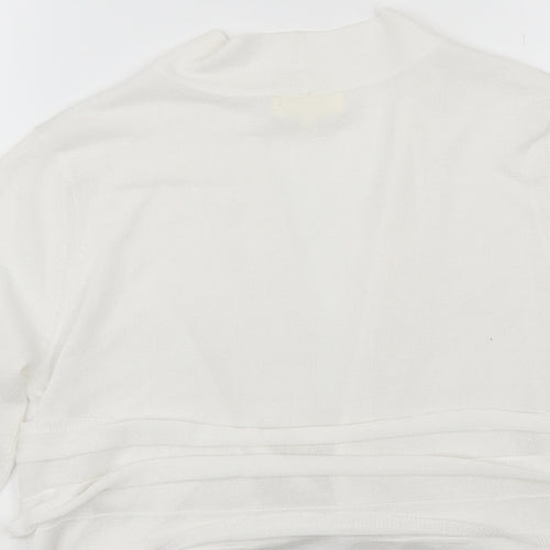 Linea Womens White V-Neck  Viscose Shrug Jumper Size L