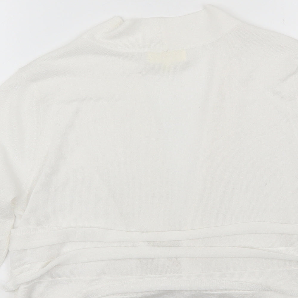 Linea Womens White V-Neck  Viscose Shrug Jumper Size L