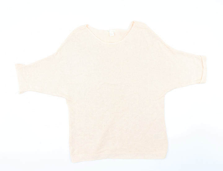 H&M Womens Pink Round Neck Acrylic Pullover Jumper Size M