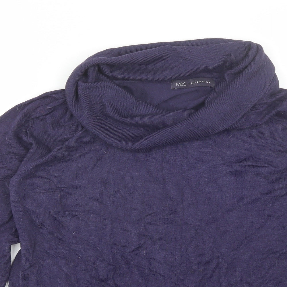 Marks and Spencer Womens Blue Cowl Neck  Viscose Pullover Jumper Size 16