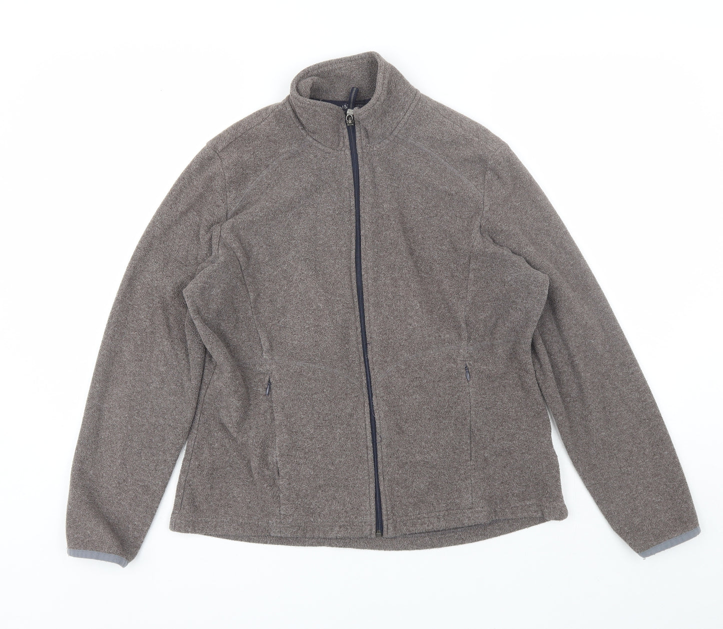 Marks and Spencer Womens Brown Collared  Polyester Full Zip Jumper Size 14