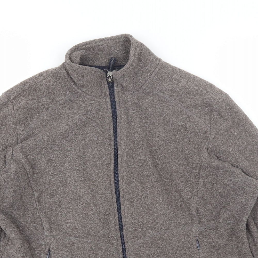 Marks and Spencer Womens Brown Collared  Polyester Full Zip Jumper Size 14