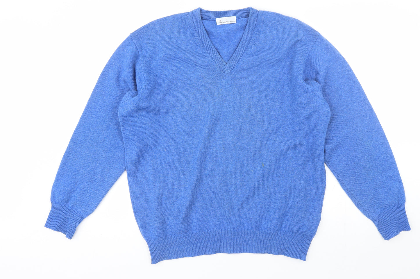 Hawick Knitwear Mens Blue V-Neck  Wool Pullover Jumper Size M