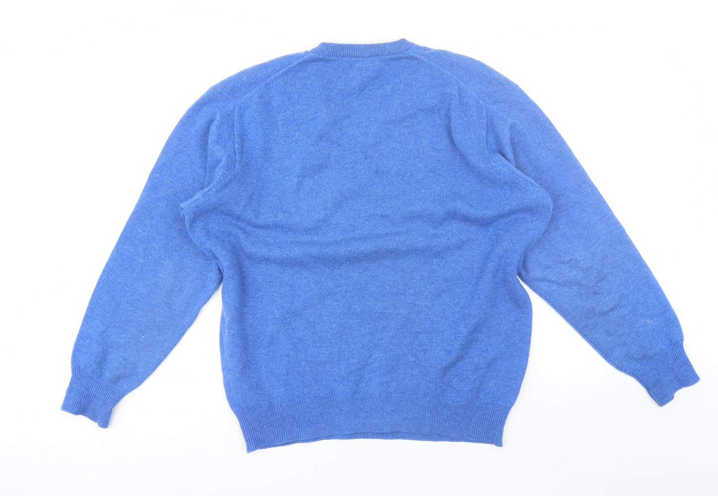 Hawick Knitwear Mens Blue V-Neck  Wool Pullover Jumper Size M
