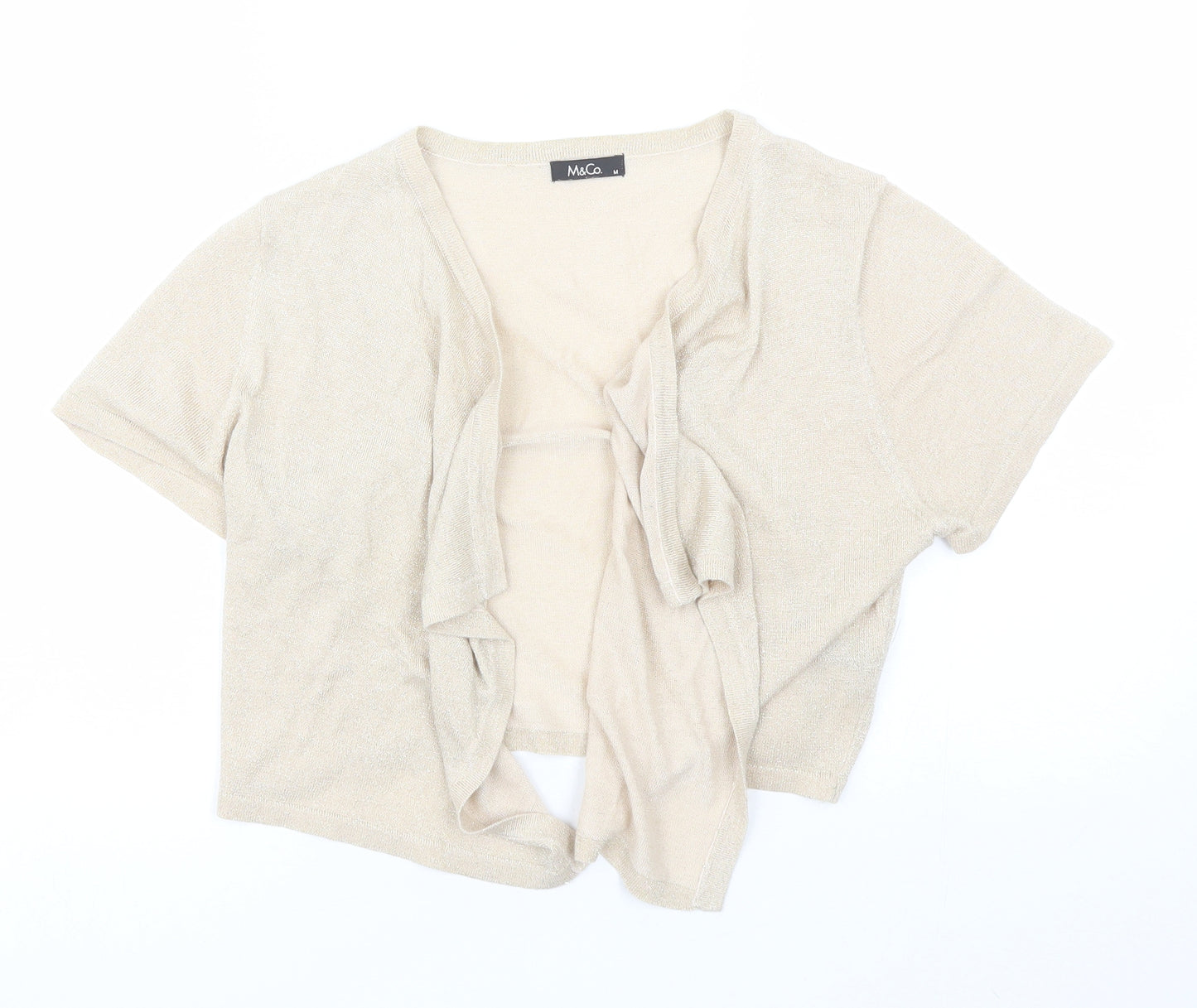 M&Co Womens Beige V-Neck  Viscose Shrug Jumper Size M
