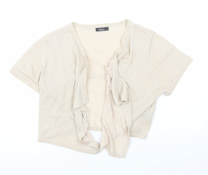 M&Co Womens Beige V-Neck Viscose Shrug Jumper Size M