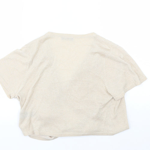 M&Co Womens Beige V-Neck  Viscose Shrug Jumper Size M
