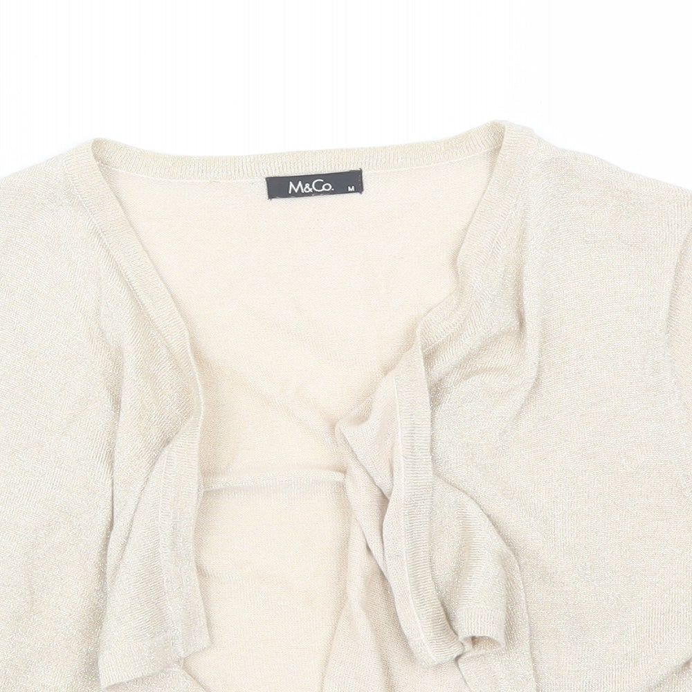 M&Co Womens Beige V-Neck  Viscose Shrug Jumper Size M
