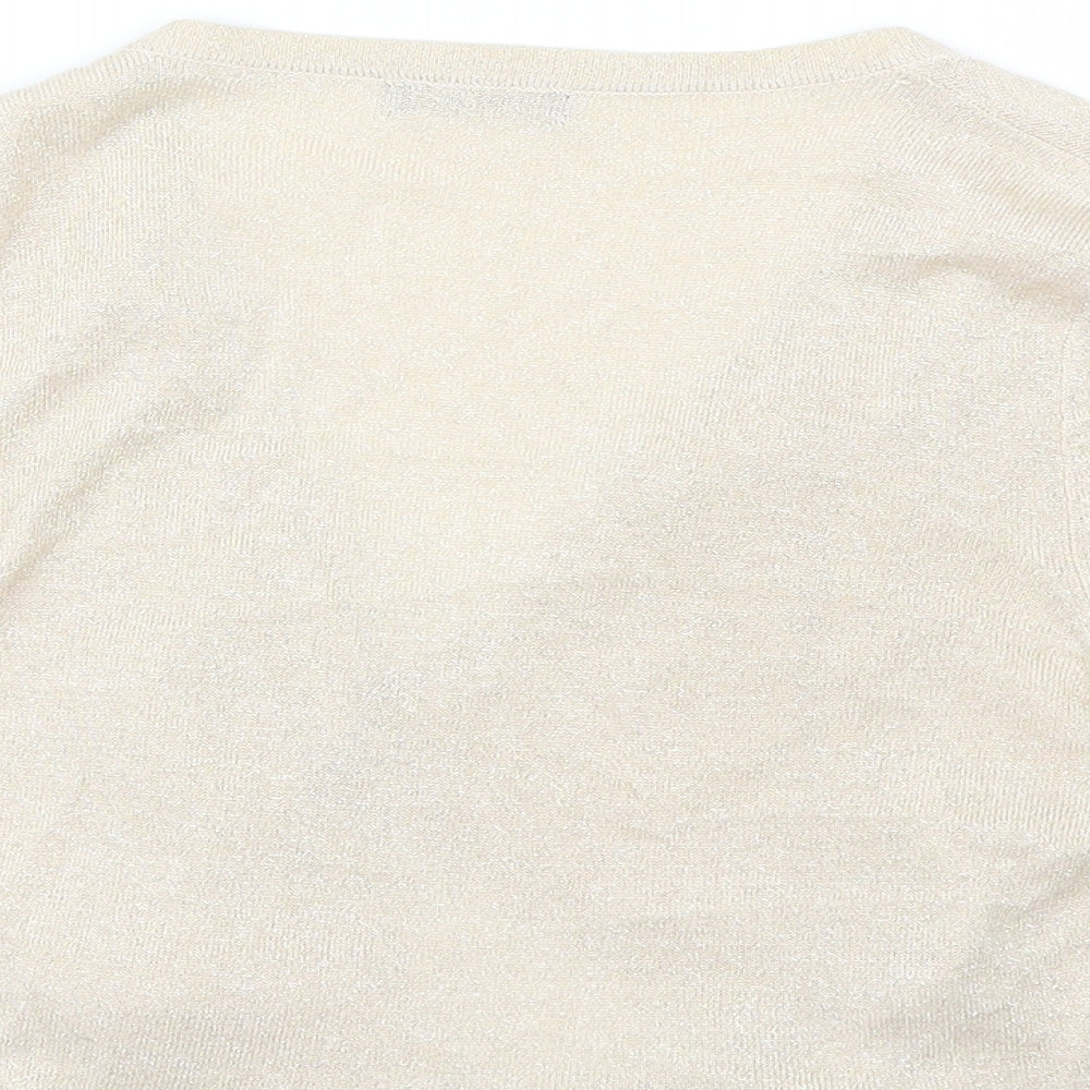 M&Co Womens Beige V-Neck  Viscose Shrug Jumper Size M