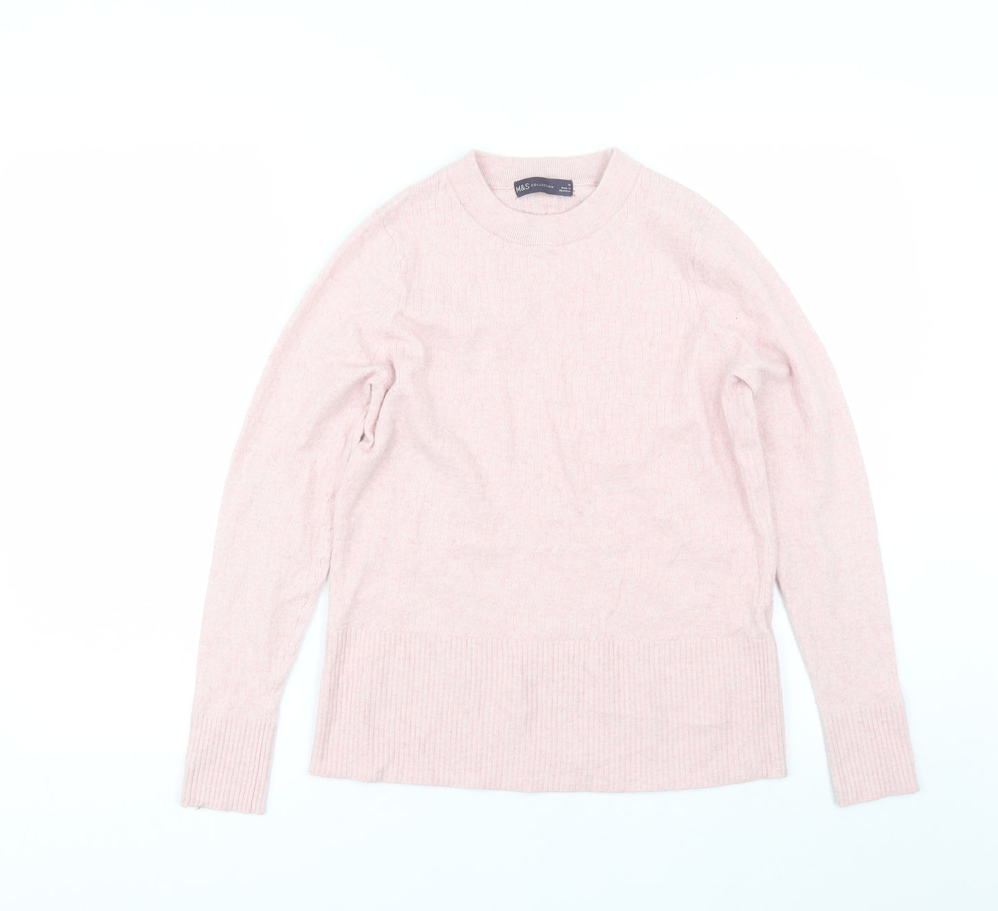 Marks and Spencer Womens Pink Round Neck  Viscose Pullover Jumper Size 14