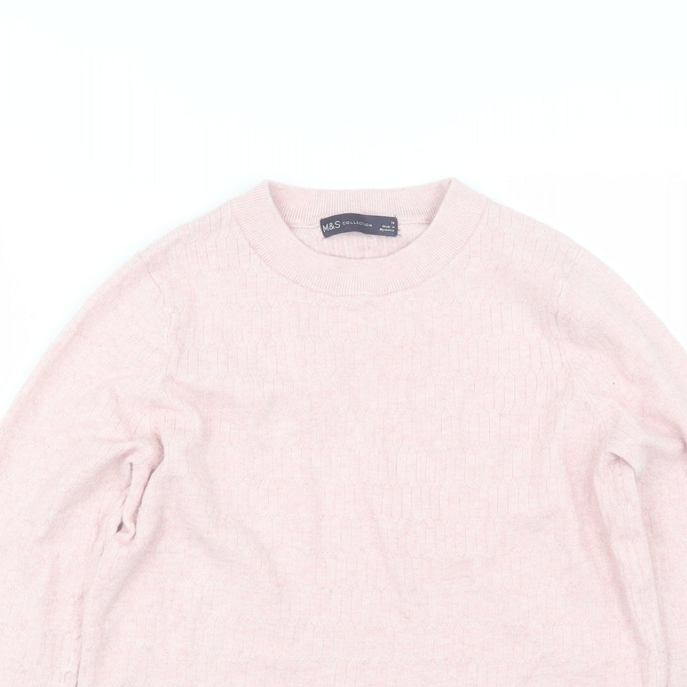 Marks and Spencer Womens Pink Round Neck  Viscose Pullover Jumper Size 14