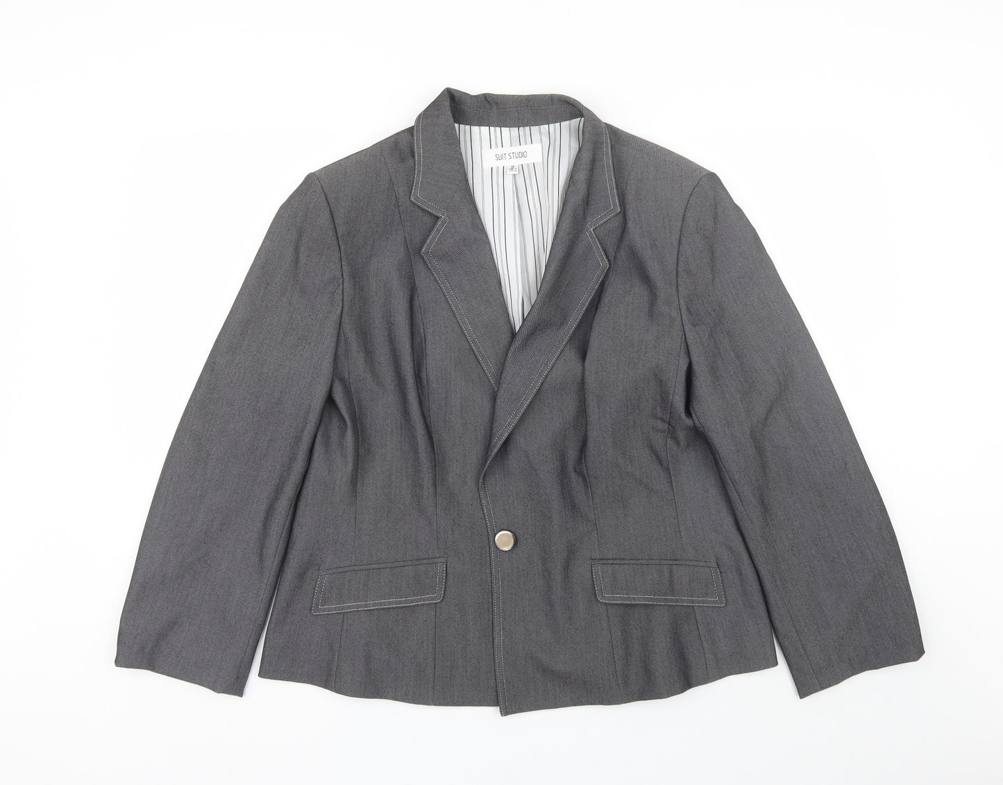 Suit Studio Womens Grey   Jacket Blazer Size 18