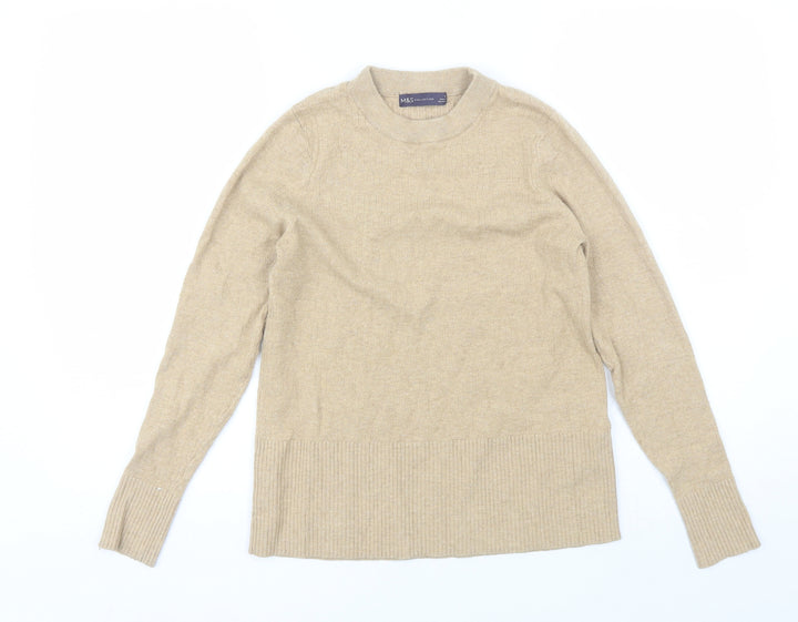 Marks and Spencer Womens Brown Round Neck  Viscose Pullover Jumper Size 14