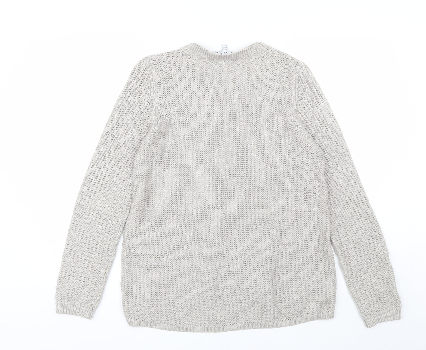 Peter Hahn Womens Grey Round Neck  Cotton Pullover Jumper Size 12