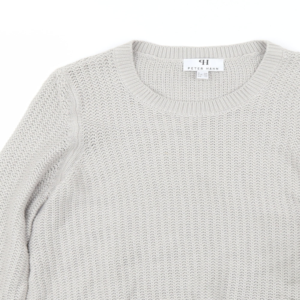 Peter Hahn Womens Grey Round Neck  Cotton Pullover Jumper Size 12