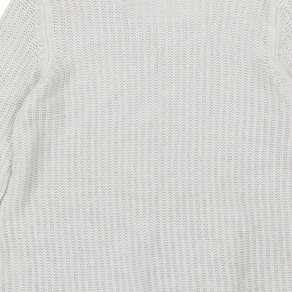 Peter Hahn Womens Grey Round Neck  Cotton Pullover Jumper Size 12
