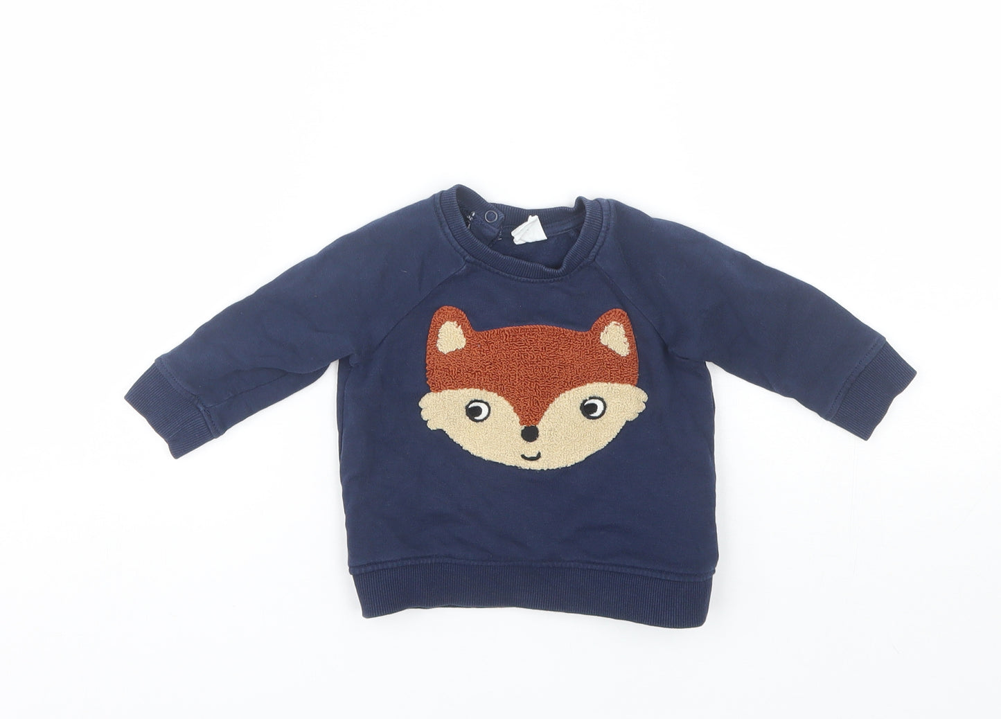 H&M Baby Blue  Cotton Pullover Jumper Size 6-9 Months   - Fox