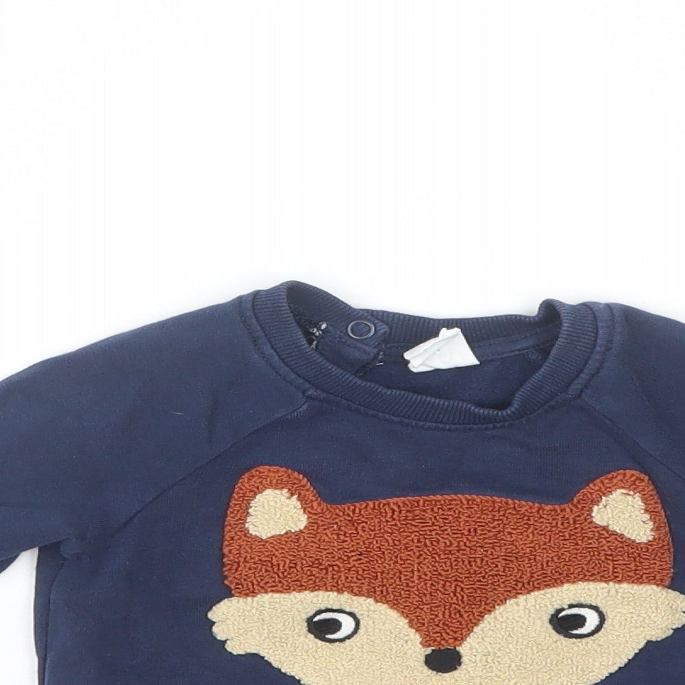 H&M Baby Blue  Cotton Pullover Jumper Size 6-9 Months   - Fox