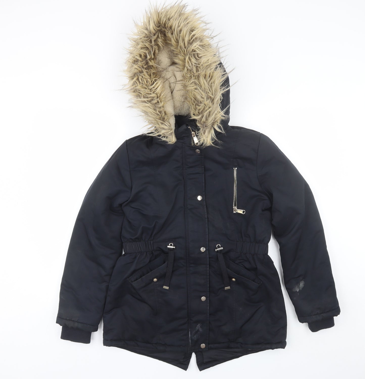 F&F Girls Black   Parka Jacket Size 11-12 Years