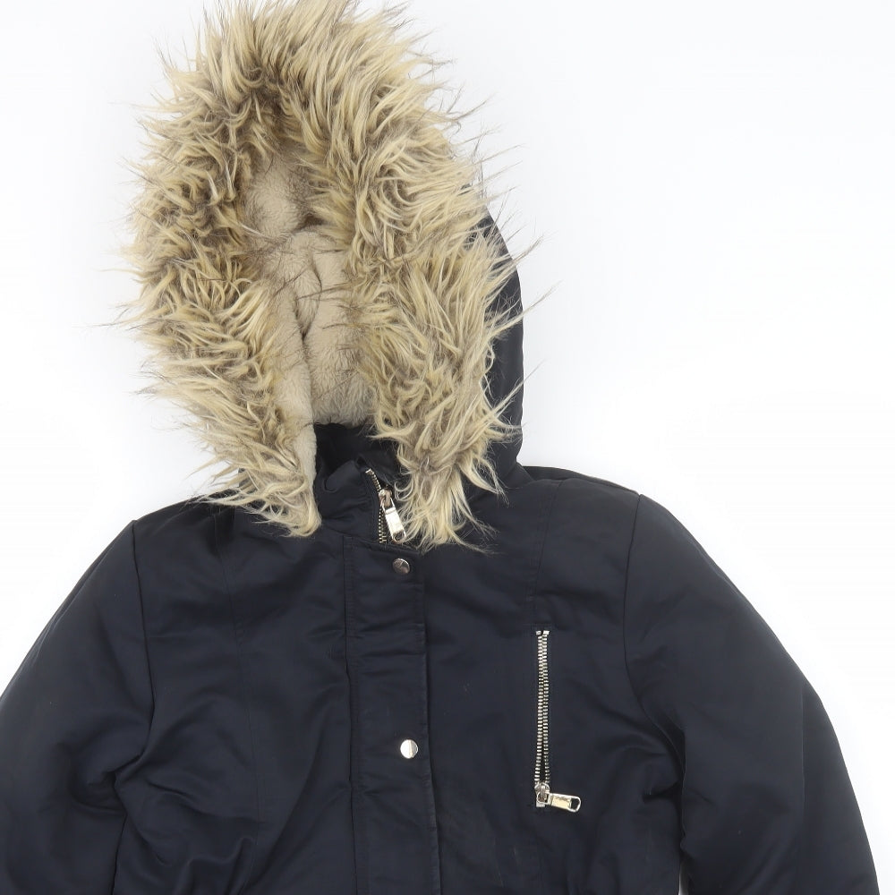 F&F Girls Black   Parka Jacket Size 11-12 Years