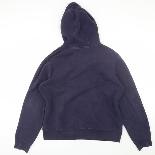 Plain Lazy Mens Blue  Cotton Pullover Hoodie Size L