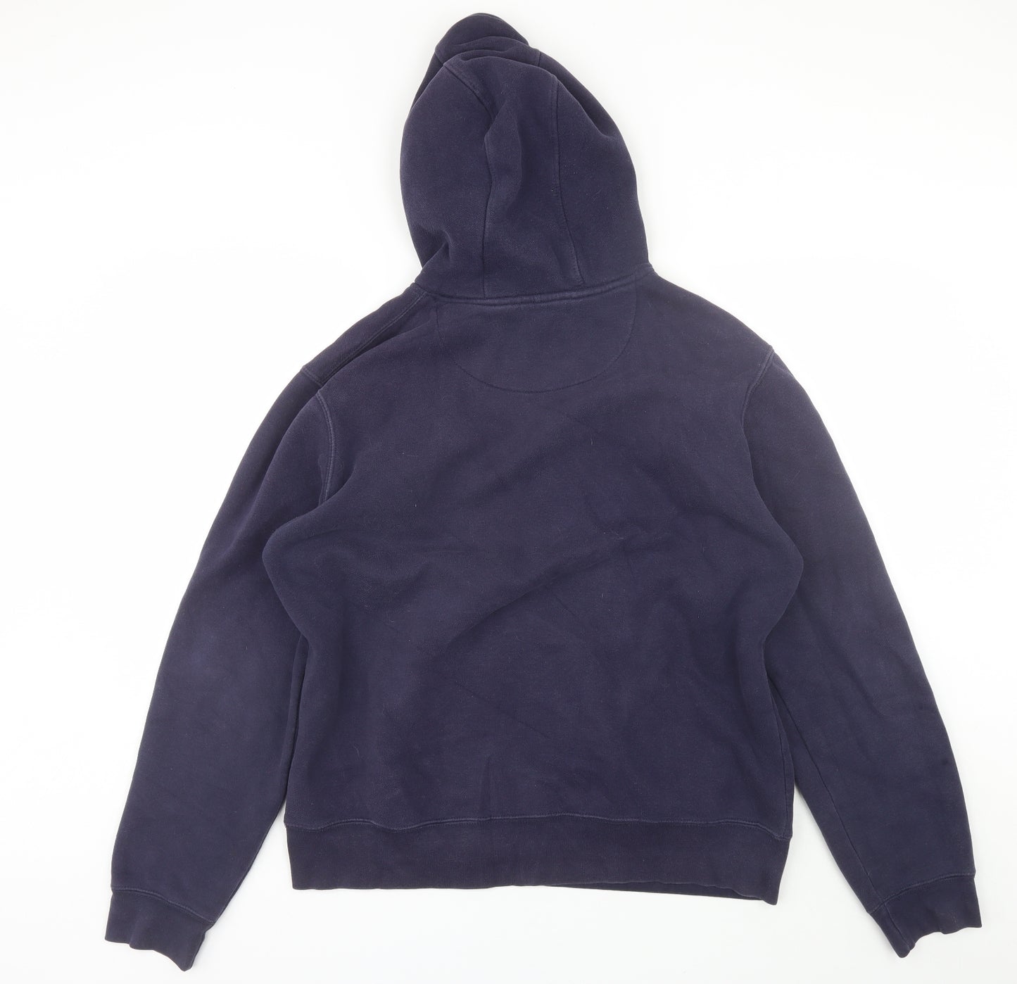 Plain Lazy Mens Blue  Cotton Pullover Hoodie Size L