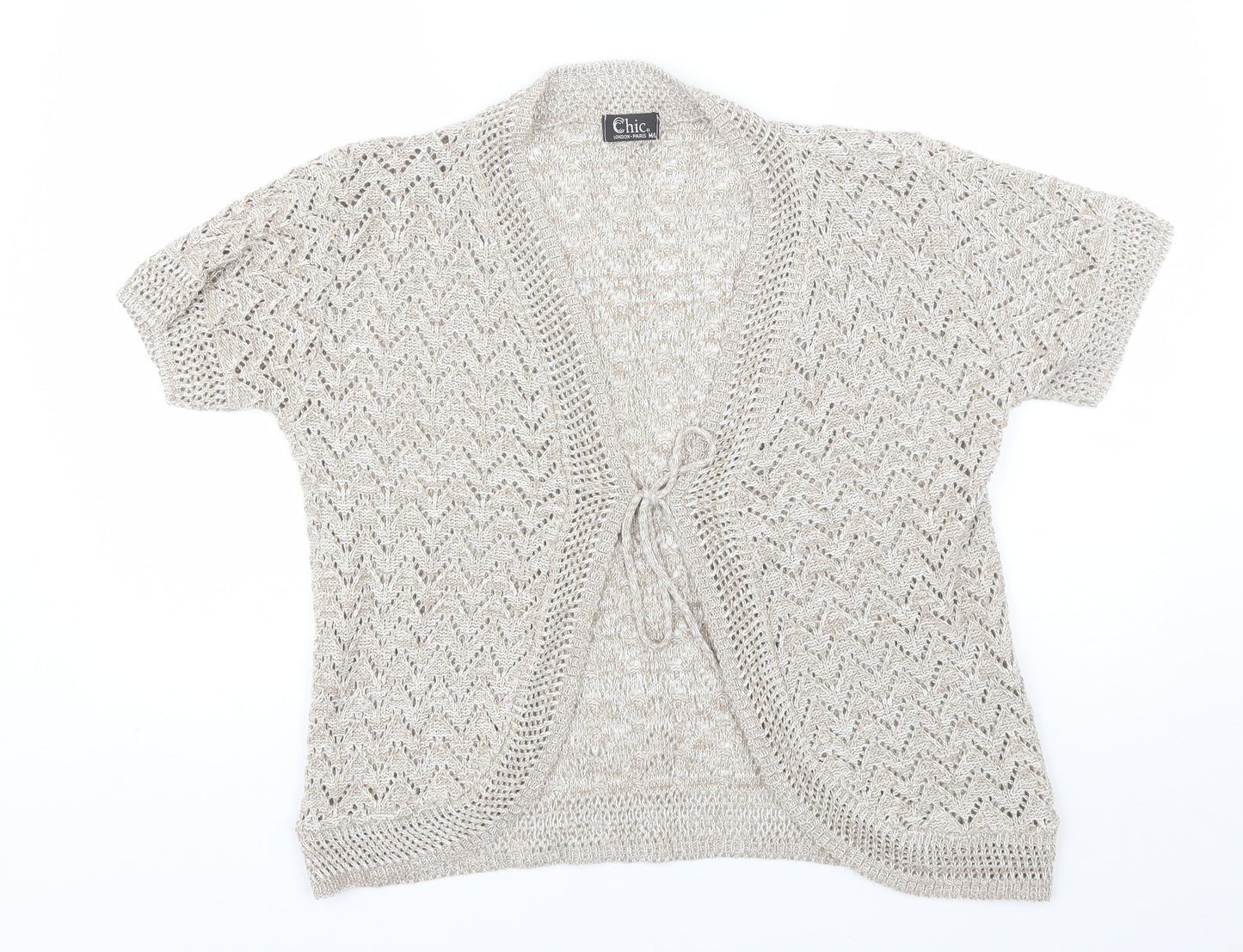 CHIC Womens Beige V-Neck  Cotton Shrug Jumper Size M