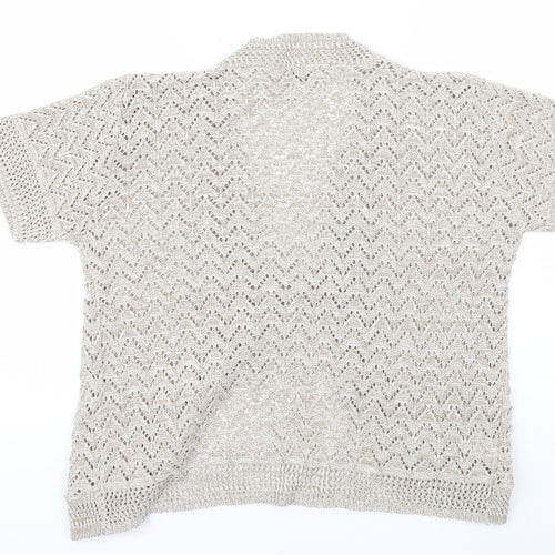 CHIC Womens Beige V-Neck  Cotton Shrug Jumper Size M