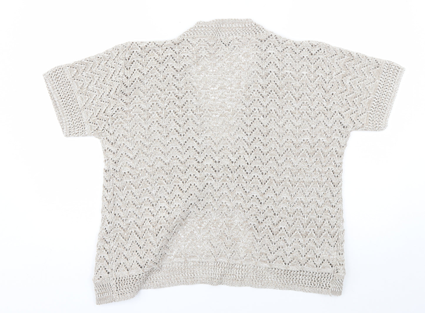 CHIC Womens Beige V-Neck  Cotton Shrug Jumper Size M