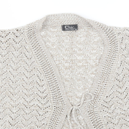 CHIC Womens Beige V-Neck  Cotton Shrug Jumper Size M